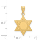 Solid Polished Star Of David Charm Pendant in Real 14k Yellow Gold