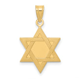 Solid Polished Star Of David Charm Pendant in Real 14k Yellow Gold