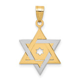 Star Of David With Cut-Out Design In Center Charm Pendant in Real 14k Multi-Tone Gold