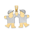 14k Two-Tone Gold Pendant, Stylized Boys Holding Hands, Family Jewelry Design
