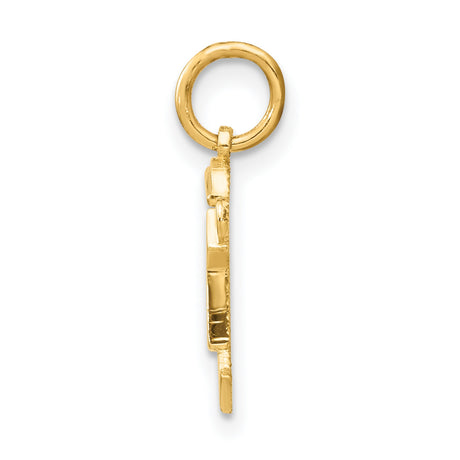 14k Yellow Gold Boy Pendant with Cap and T-Shirt, Mini Silhouette Family Charm