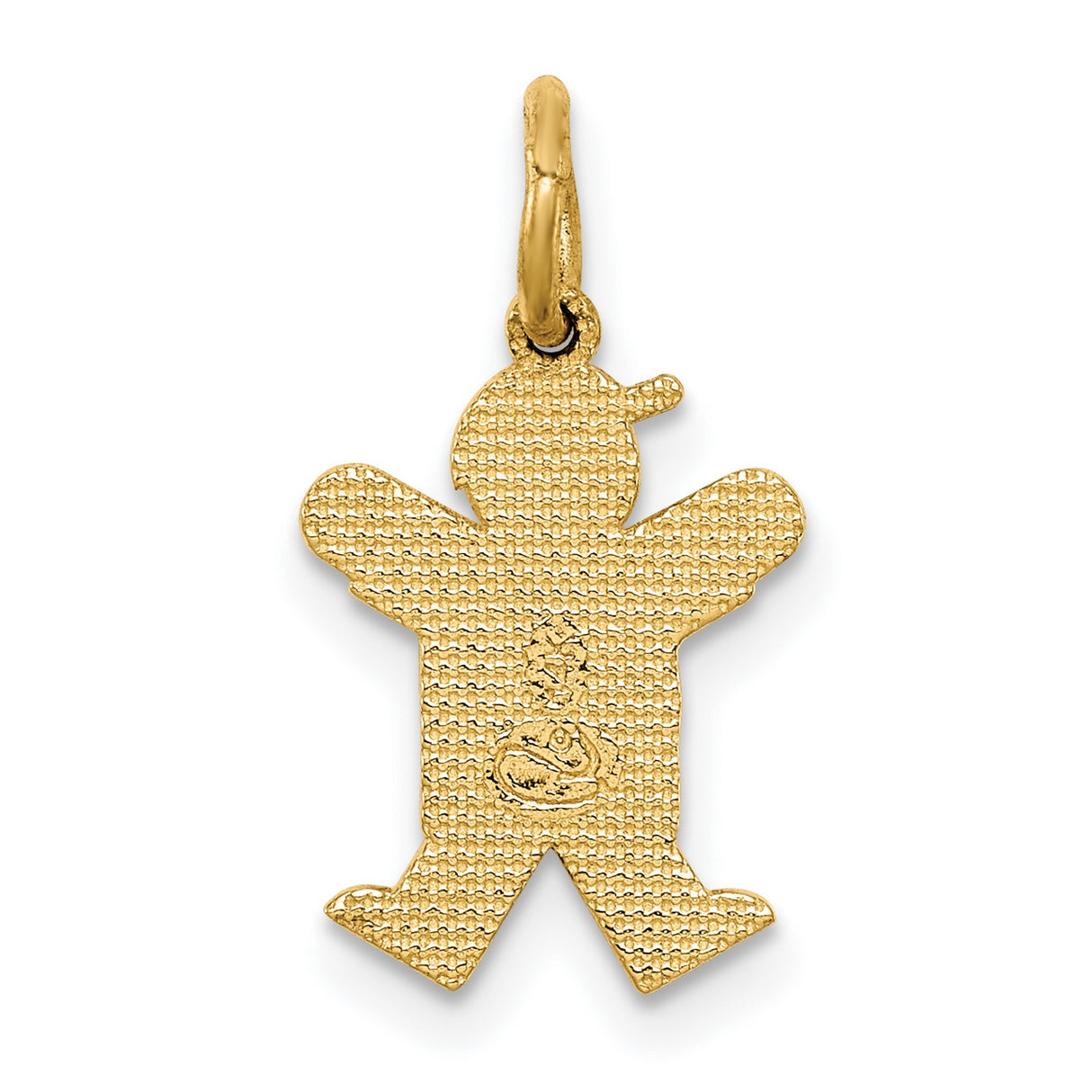 14k Yellow Gold Boy Pendant with Cap and T-Shirt, Mini Silhouette Family Charm