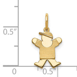 14k Yellow Gold Boy Pendant with Cap and T-Shirt, Mini Silhouette Family Charm