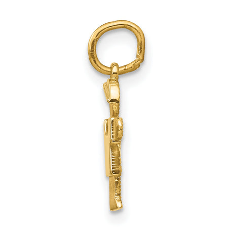 14k Yellow Gold Boy Charm Pendant with Cap, Minimalist Motherhood Jewelry Keepsake