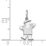 14k White Gold Boy Pendant Charm with Cap, Stylized Son Figure Jewelry for Women