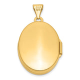 14k Yellow Gold Oval Locket Pendant, Polished Finish, Holds Two Photos, Classic Memorial Jewelry