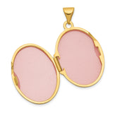 14k Yellow Gold Oval Locket Pendant, Polished Finish, Holds Two Photos, Classic Memorial Jewelry