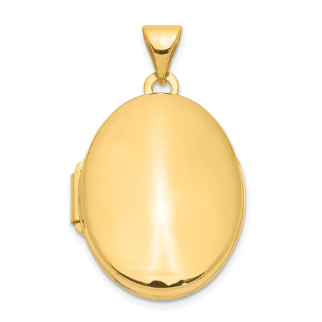 14k Yellow Gold Oval Locket Pendant, Polished Finish, Holds Two Photos, Classic Memorial Jewelry