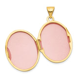 14k Yellow Gold Oval Locket Pendant with Floral Engraving for Women