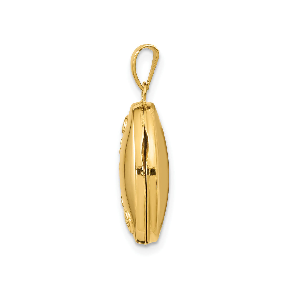 14k Yellow Gold Oval Locket Pendant with Floral Scroll Design for Women