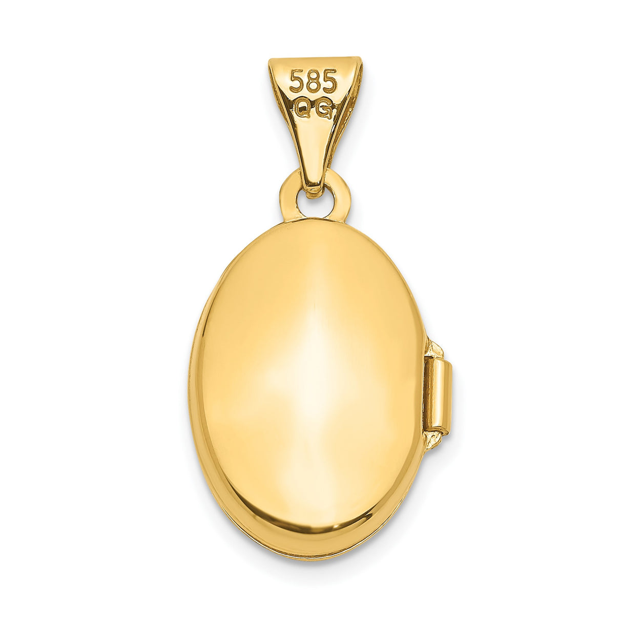 14k Yellow Gold Oval Locket Pendant, Hinged Design with Smooth Polished Surface