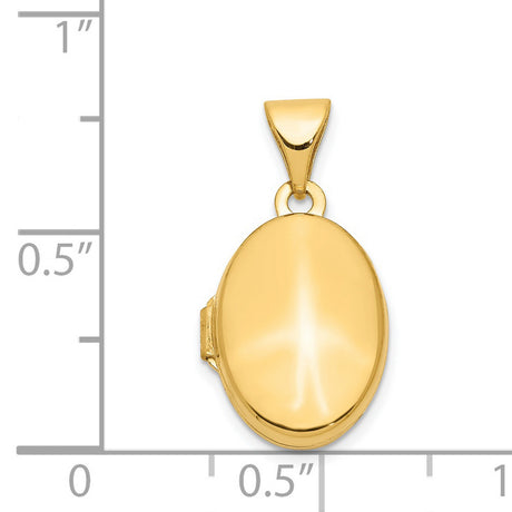 14k Yellow Gold Oval Locket Pendant, Hinged Design with Smooth Polished Surface