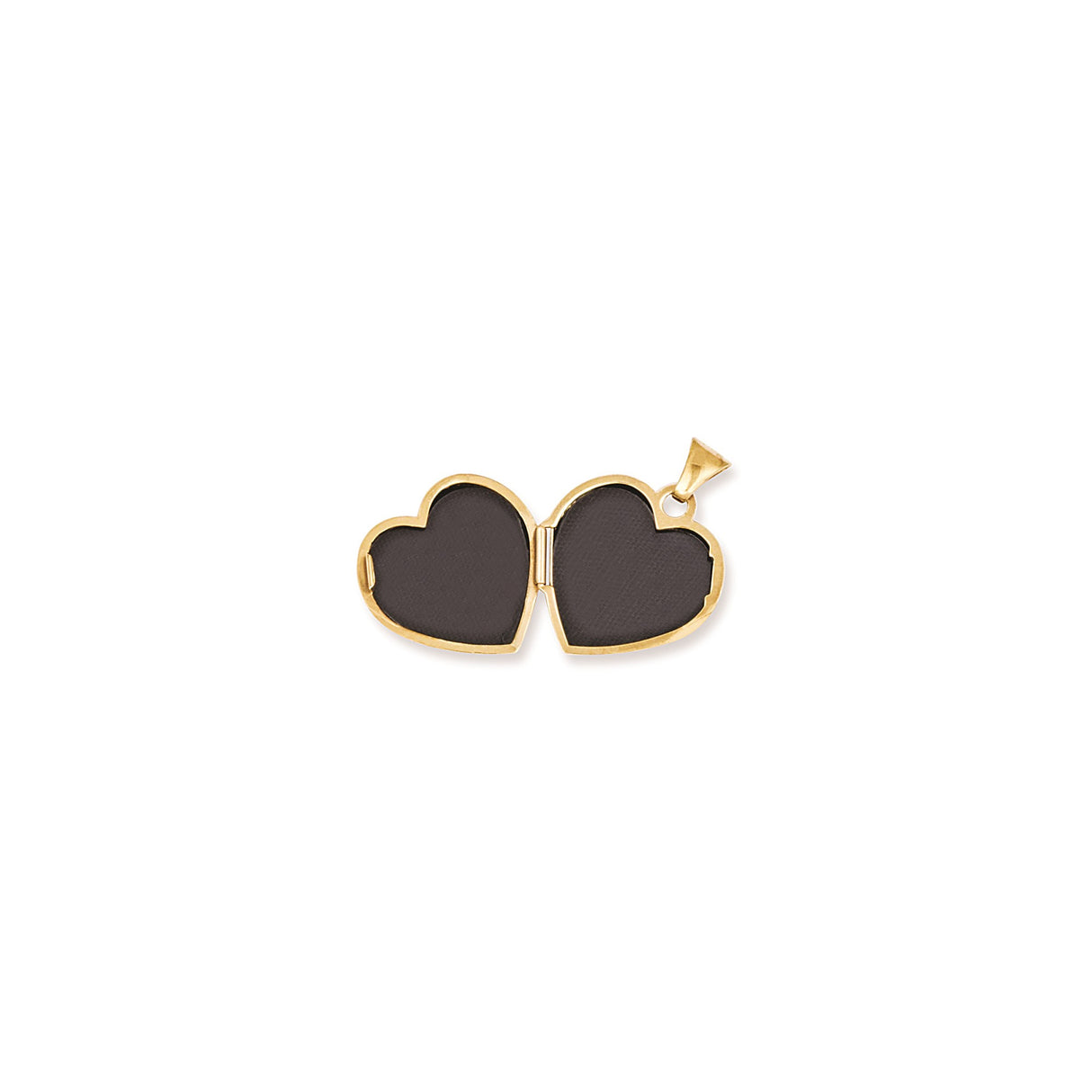 14k Yellow Gold Heart Locket Pendant with Ornate Scroll Detailing and Polished Center
