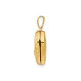 14k Yellow Gold Heart Locket Pendant with Floral Design and Hinged Photo Compartment