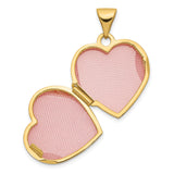 14k Yellow Gold Heart Locket Pendant with Floral Design and Hinged Photo Compartment