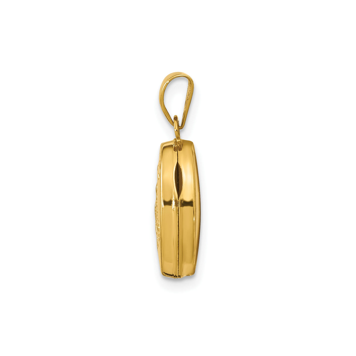 14k Yellow Gold Oval Locket Pendant with Diamond Accent and Starburst Design