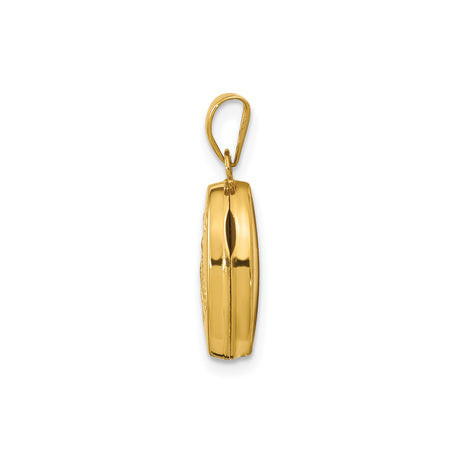 14k Yellow Gold Oval Locket Pendant with Diamond Accent and Starburst Design
