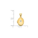 14k Yellow Gold Oval Locket Pendant with Diamond Accent and Starburst Design