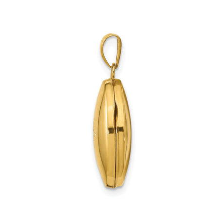 14k Yellow Gold Oval Locket Pendant with Diamond Starburst Design