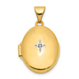 14k Yellow Gold Oval Locket Pendant with Diamond Starburst Design