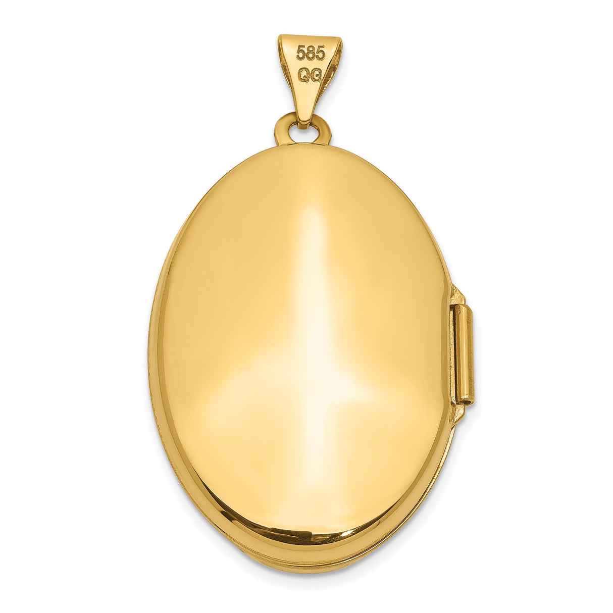 14k Yellow Gold Oval Locket Pendant, Polished Hinged Keepsake Jewelry for Women