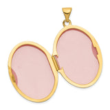 14k Yellow Gold Oval Locket Pendant, Polished Hinged Keepsake Jewelry for Women