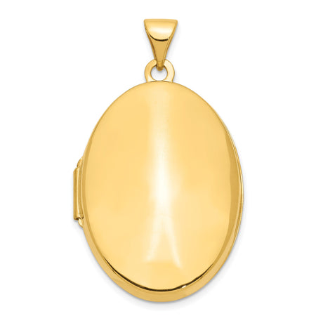 14k Yellow Gold Oval Locket Pendant, Polished Hinged Keepsake Jewelry for Women