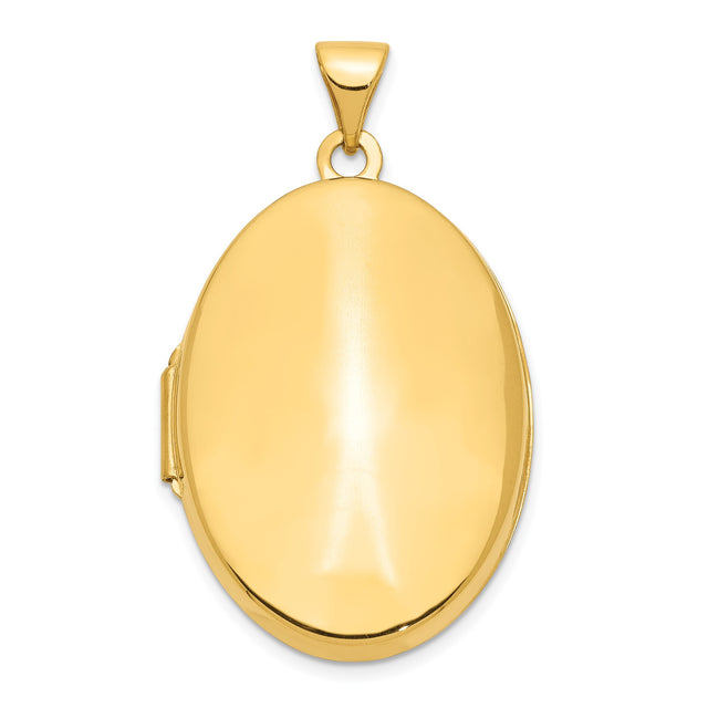 14k Yellow Gold Oval Locket Pendant, Polished Hinged Keepsake Jewelry for Women