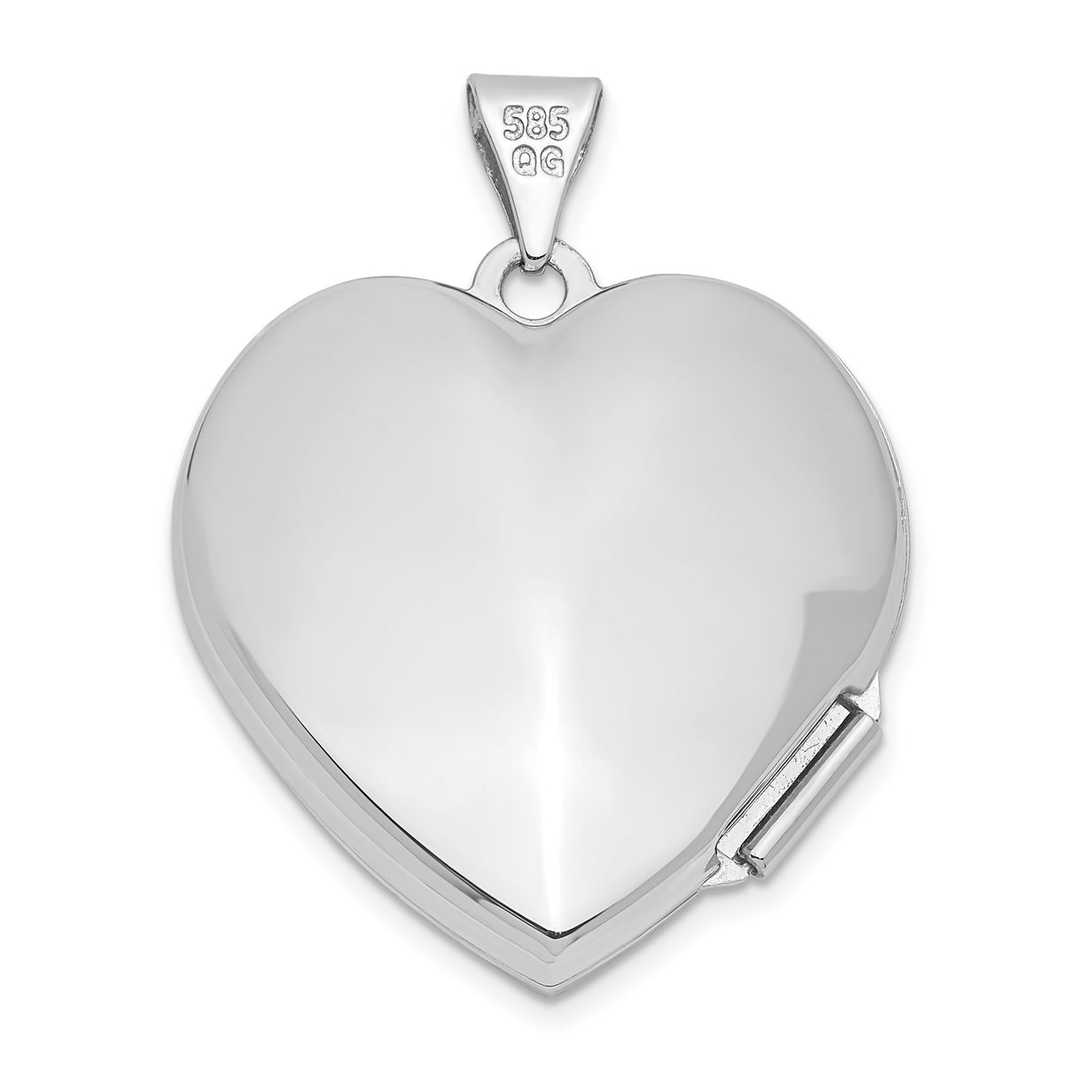 14k White Gold Heart Locket Pendant with Scrollwork and Vintage Engraving for Women