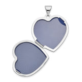 14k White Gold Heart Locket Pendant with Scrollwork and Vintage Engraving for Women