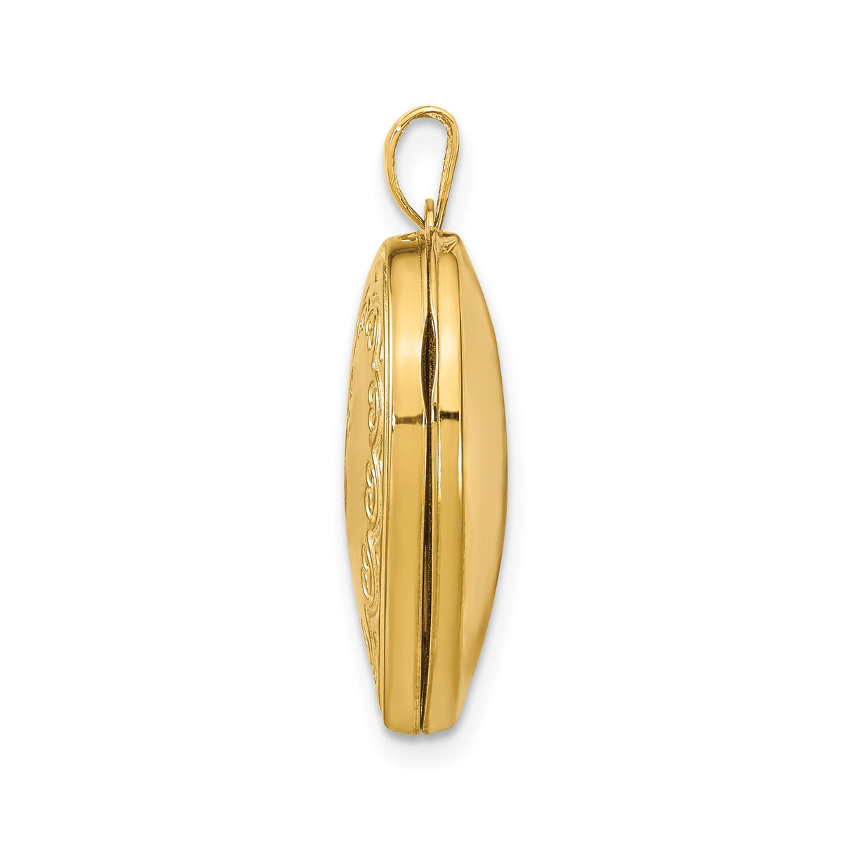 14k Yellow Gold Heart Locket Pendant with Scrollwork Design for Women