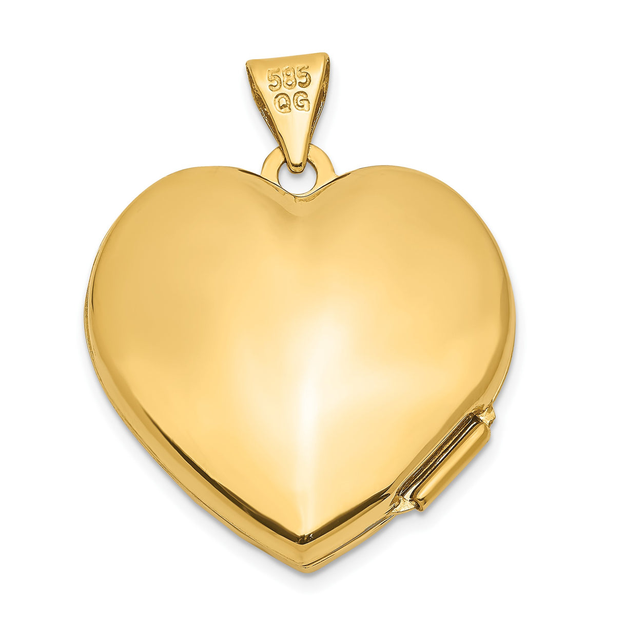 14k Yellow Gold Heart Locket Pendant with Scrollwork Design for Women