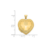 14k Yellow Gold Heart Locket Pendant with Scrollwork Design for Women