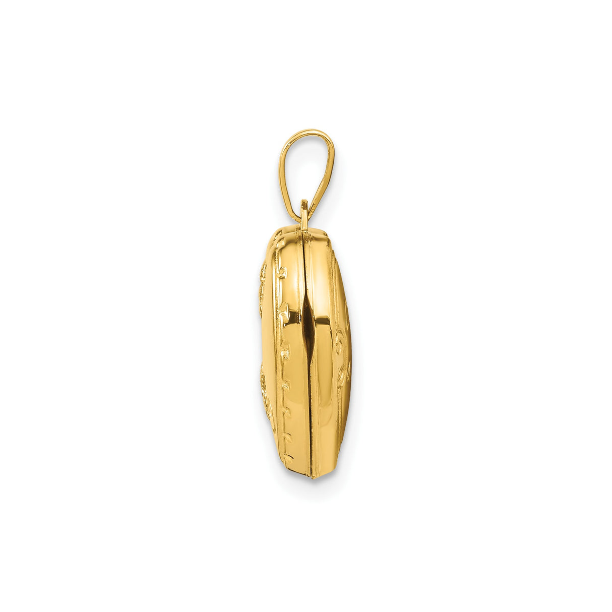 14k Yellow Gold Heart Locket Pendant with Floral Detailing, Holds Small Photo or Keepsake