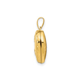 14k Yellow Gold Heart Locket Pendant with Floral Detailing, Holds Small Photo or Keepsake