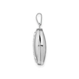 14k White Gold Oval Locket Pendant with Floral Scrollwork Design for Women