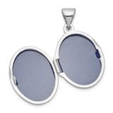 14k White Gold Oval Locket Pendant, High-Polish Minimalist Photo Keepsake for Women