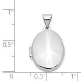 14k White Gold Oval Locket Pendant, High-Polish Minimalist Photo Keepsake for Women
