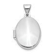 14k White Gold Oval Locket Pendant, High-Polish Minimalist Photo Keepsake for Women