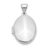 14k White Gold Oval Locket Pendant, High-Polish Minimalist Photo Keepsake for Women
