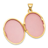 14k Yellow Gold Oval Locket Pendant with Diamond Pattern and Etched Detailing for Women