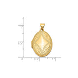 14k Yellow Gold Oval Locket Pendant with Diamond Pattern and Etched Detailing for Women