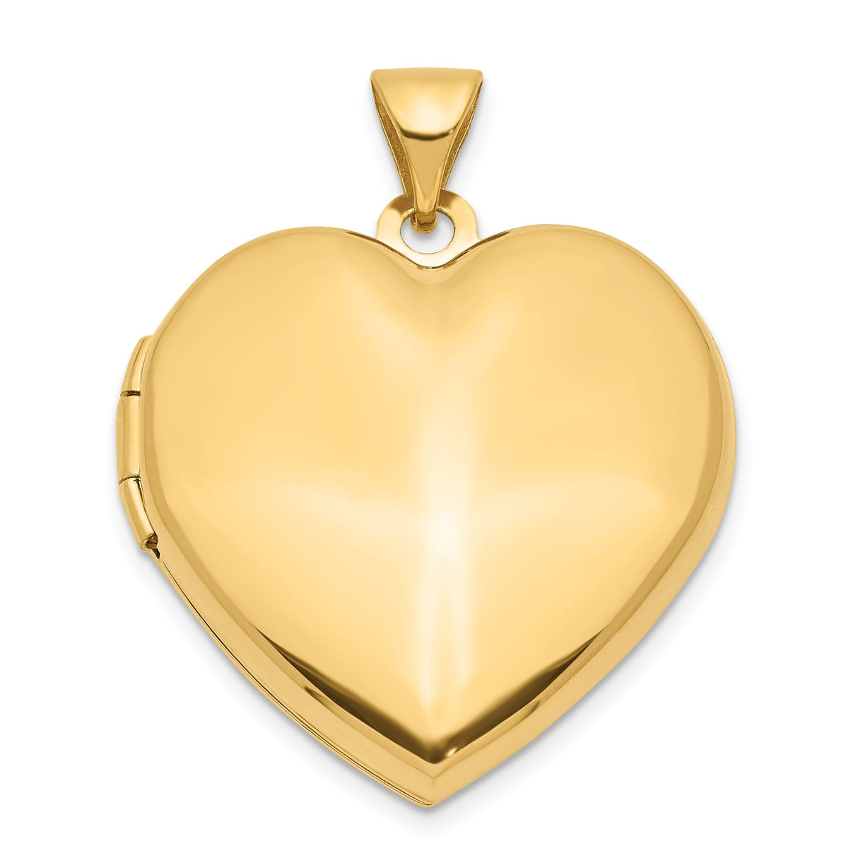 14k Yellow Gold Heart Locket Pendant with Polished Finish, Classic Keepsake Jewelry for Women