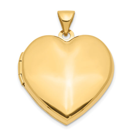 14k Yellow Gold Heart Locket Pendant with Polished Finish, Classic Keepsake Jewelry for Women