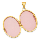 14k Yellow Gold Oval Locket Pendant with Heart and Scroll Design for Women