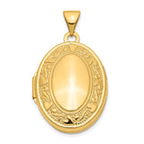 14k Yellow Gold Oval Locket Pendant with Heart and Scroll Design for Women