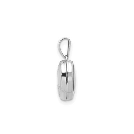 14k White Gold Heart Locket Pendant with Floral and Vine Design for Women