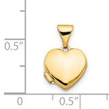 Plain Heart Locket Charm Pendant in Real 14k Yellow Gold