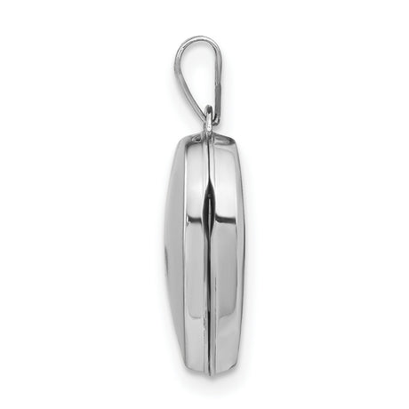 Polished Heart Shaped Locket Charm Pendant in Real 14k White Gold