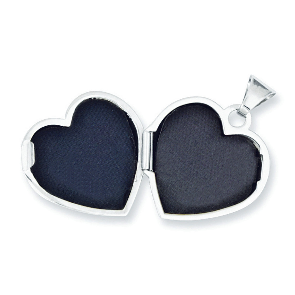Polished Heart Shaped Locket Charm Pendant in Real 14k White Gold